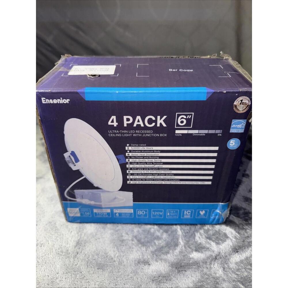Ensenior 4 Pack 6 Inch 5000k LED Recessed Light, Dimmable, Daylight
